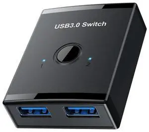 1 in 2 Out USB Sharing Switch with 2pcs Cables 2 Port USB Peripheral Switcher Hub Box Plug and Play for Printer/Other Usb Device