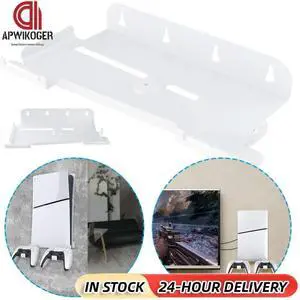 Wall Mount Bracket Game Console Base Stand Holder with 2 Controller Mounts Vertical Stand Wall Hanging Stand for PS5 Slim