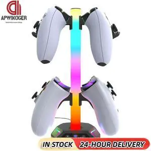 RGB Earphone Hanger 9 Light Modes for Desk W/ USB +Type C Charging +USB Data Ports for PS5/PS4/Xbox/Switch Pro Gamepad & Headset