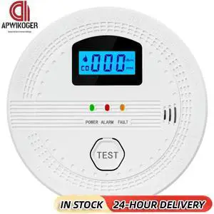 2-in-1 CO and Smoke Detector LCD Display Portable CO Detector Sound Warning & LED Indicator CO Sensor for Home Warehouse