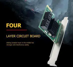 PCI-E 1X SATA3.0 4 Port Expansion Card with Baffle 6Gbps for Extenders