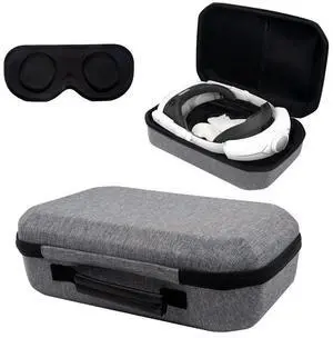 Hard Carry Case with Lens Cover Waterproof Hardshell Case Shockproof Mesh Pocket for Quest 3 VR Headset Game Controller