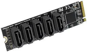 M.2 M-Key PCI Express To SATA 3.0 SSD Adapter Card JMB585 Chipset Expansion Card Support for  OS//Linux 6Gbps 5 Ports