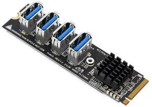 M.2 Mkey To 4 PCI-E Converter Card High Speed USB3.0 Hard Disk Adapter Card Stable Transmission Accessories for Desktops