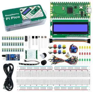 For Raspberry Pi Pico RP2040 Basic Starter Kit LCD1602 Display Module Breadboard for Raspberry Pi Beginners & Software Engineer