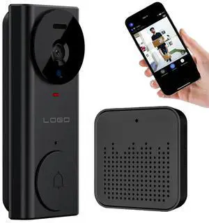 2.4G Wi-Fi Wireless Video Doorbell Two-Way Audio Video Doorbell 110° Wide Angle Night Vision for Home Office Warehouse