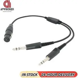 Airbus XLR To GA Dual Plug 5 Pin Aviation Headset Connector Black Aircraft Headphone Connector Cable for Aviation Communication