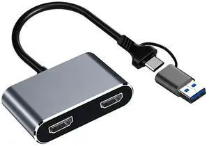 USB 3.0 Type-C To Dual HD HDMI-Compatible Adapter 1080P 60Hz Display Port Splitter Adapter 5Gbps for Laptop Android Phone