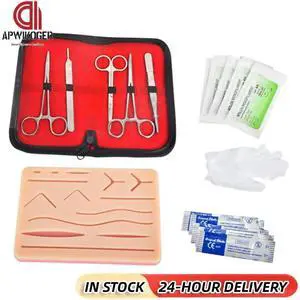 Silicone Suture Practice Kit with Skin Pad Anatomy Practice Suture Pad Reusable Suture Tool Set for Stitch Demonstration