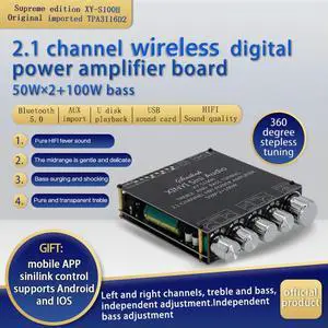 XY-S100H 50Wx2+100W 2.1 Channel Amplifier Board Channel Audio Stereo Subwoofer Amplifier Board Bluetooth-Compatible