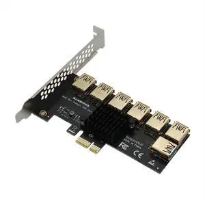 PCI-E 1x 1 to 7 Riser Card Hub Connector USB 3.0 Heat Sink Converter USB3.0 Converter for BTC Miner Mining