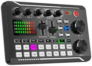 F998 Bluetooth-Compatible Sound Card Kit Studio Record Phone PC Live Audio Mixer