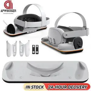 VR Headset Controller Charging Dock VR Charging Cradle with 2 Rechargeable Batteries for Quest 3 VR Accessories