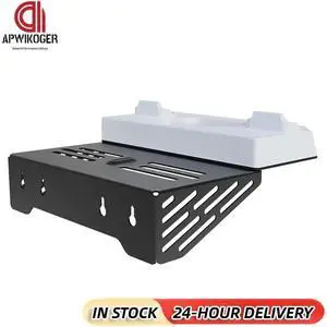Shelf Floating Mount with Dual Controller Charger RGB Light Wall Stand W/ Headset Holder for PS5/PS5 Slim Disc & Console