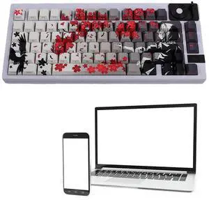 129 Key Raven Sakura Keycap Set Dye Sub Keycaps PBT Keycaps Customized Keycaps Anime Keycaps Mechanical Keyboard Accessories