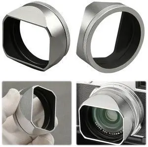 Aluminum Alloy Square l Lens Hood Shade Silver Bayonet Square l Lens Hood for Fujifilm Fuji X100 Camera Accessories