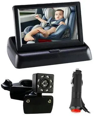 4.3 Inch HD Safety Car Seat Mirror Camera Waterproof Baby Car Mirror 150 Wide View 8LED IR Night Vision Headrest Monitor Display