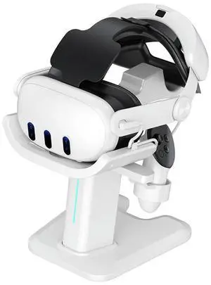 VR Glasses Rack Holder Headset Charging Dock Stable VR Headset Controller Display Bracket with LED Light for Quest 3