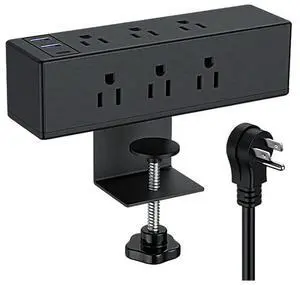 Desk Clamp Power Strip with USB Widely Spaced Desk Outlet Station 8/6 AC Outlet and 6.6ft Power Cord Fit 1.6in Tabletop Edge
