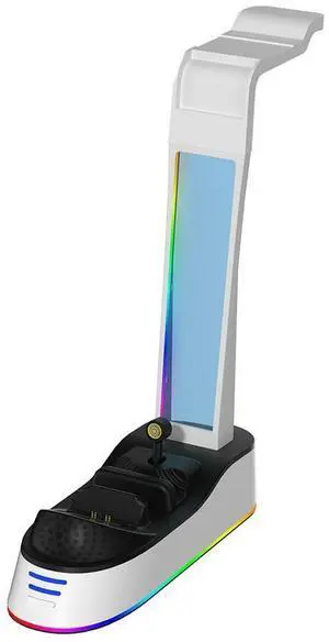 Charging Station with Headset Holder for PS5 Controller RGB Light Charging Indicator for Portal Game Console