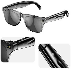 AI Translation Glasses with Flash Light Sports Video Glasses 1M High Definition Pixel Translation Sunglasses for Trade Business