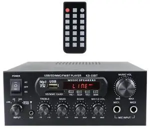 2CH Amplificador 2x60W Bluetooth-Compatible5.0 Stereo Hifi Amplifier USB Memory Card Aux MP3 & FM Radio for Car Speaker