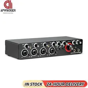 4 Channel Audio Sound Card 24-bit 4-in 2-out Recording Soundcard Volume Control USB Computer Driver Free for Recording Studio