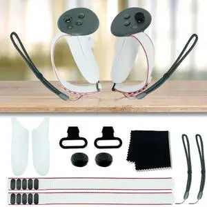 VR Headset Accessories Set Adjustable Active Straps Replacement Kit l Ring Buckle Joystick Caps for Quest 3 Controller