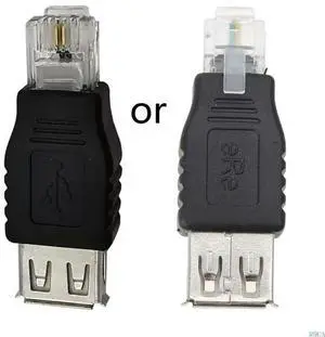Ethernet RJ11 6P2C to USB Female Plug Adapter 4 Pin USB-A Connector