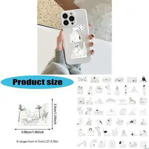 50Counts Art Illustrations Sticker Scrapbooking Sticker for Kids Adult Journal Notebook Guitar Laptop Phone Case Luggage