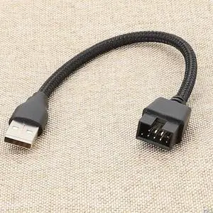 20cm PC Mainboard Internal Data Extension Cable 9Pin Male to External USB A Male