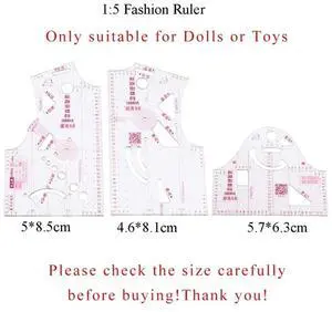 3-Piece Set Doll Clothes Ruler Tailor Garment Cloth Sewing Tool Design Ruler French Curve Ruler Drafting Template 1:5