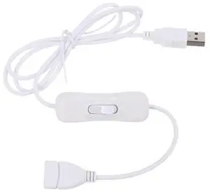 White Easy to Operate Extension Cable USB 2.0 with Switch for Table Lamps/ Fans / Led Lights