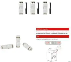 3Pcs PTFE Pneumatic Fitting Tube Connector Quick Connector 1.75mmm Filament
