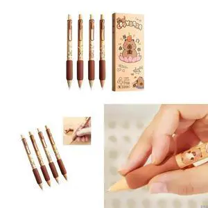 4PCS Cartoon Gel Inks Pen Quick Dry Retractable Gel Pen 0.5MM Pen Point Comfortable Grip for Daily Writing Journaling