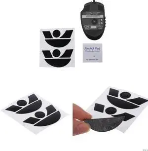 2 Sets Mouse Feet Pads Skates Naga 2014 Gaming Mouse Sticker Rounded Curved Edges Black