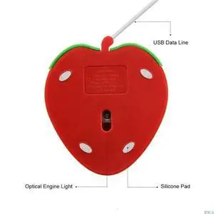Portable Mini Strawberry Mouse USB Small Optical Computer Mouse Fruit Gift Mice For Office Laptop