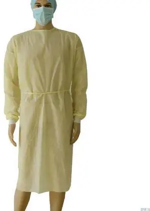 Durable Disposable Isolation Gowns with Elastic Cuff Non-Woven Fluid Resistant Dental Hospital Industries SIZE FITS