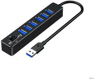 8 Port USB 2.0 Hub and Card Reader for Rapid File Sharing for Laptop PC Keyboard