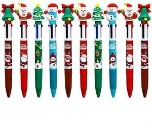 10Pcs Retractable Multicolor Pen for Student Adult, 4 Color-in-1 Ballpoint Pen