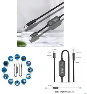 USB C DC5.5mm Power Supply 100W With 5V/12V/15V/19V/20V Multiple Output USB To Direct Power Cord For Laptops Electronics