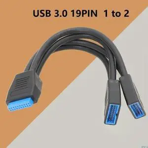 Small Mini USB 19 Pin/20Pin Internal Extension Header 1 to 2 Adapter Splitter Cable for Motherboard