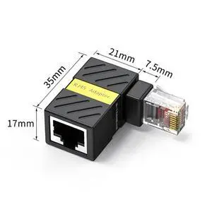 360° Rotatable RJ45 Gigabit Network Adapter RJ45 90 Degree Elbow Gigabit Plug Universal Connector Male to Female Converter