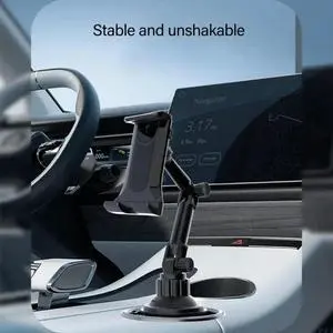 Car Cup Holder Tablets Mount Adjustable Arm No Shaking Fit 4-12.9inch Devices