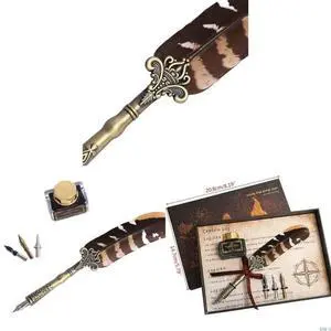 Vintage Quill Dip Pen with 3 Nibs Handwriting Creation Decoration