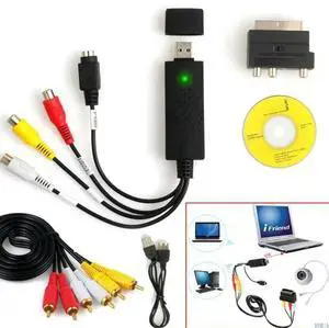 Video USB2.0 VHS to DVD Converter Device RCA Cable for 10