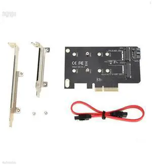 JoniSerl PCIe Adapter for One M.2 NVMe Mkey and One SATA Bkey SSD, PCI-e 4.0 X4 Card Supports NGFF M2 M-Key or B-Key (M+B) SSD