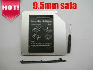 Universal 2.5" SSD HDD HD Hard Disk Driver External 9.5mm 2nd Caddy SATA 3.0 Case Enclosure ODD CD DVD ROM Optical Bay Laptop