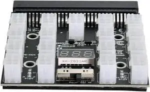 JoniSerl Breakout Board 17 Port 6Pin LED Display Power Module Server Card Adapter For 1200W 750W PSU GPU Miner Mining BTC ETH