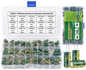 15Values 225Pcs Aluminum Capacitors Set High Frequency Low ESR Electrolytic Capacitors Assortment Kit 16V-50V with Box 15Values 225Pcs Aluminum Capacitors Set High Frequency Low ESR Electrolytic Capacitors Assortment Kit 16V-50V with Box